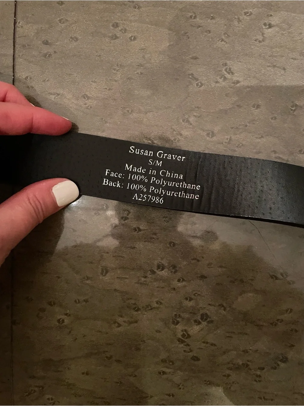 Susan Graver Black Belt with Decorative Crystal Ring Accent